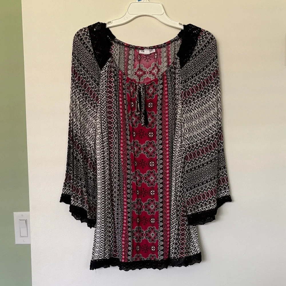 Westport Red and Black Patterned Blouse - Picture 1 of 4